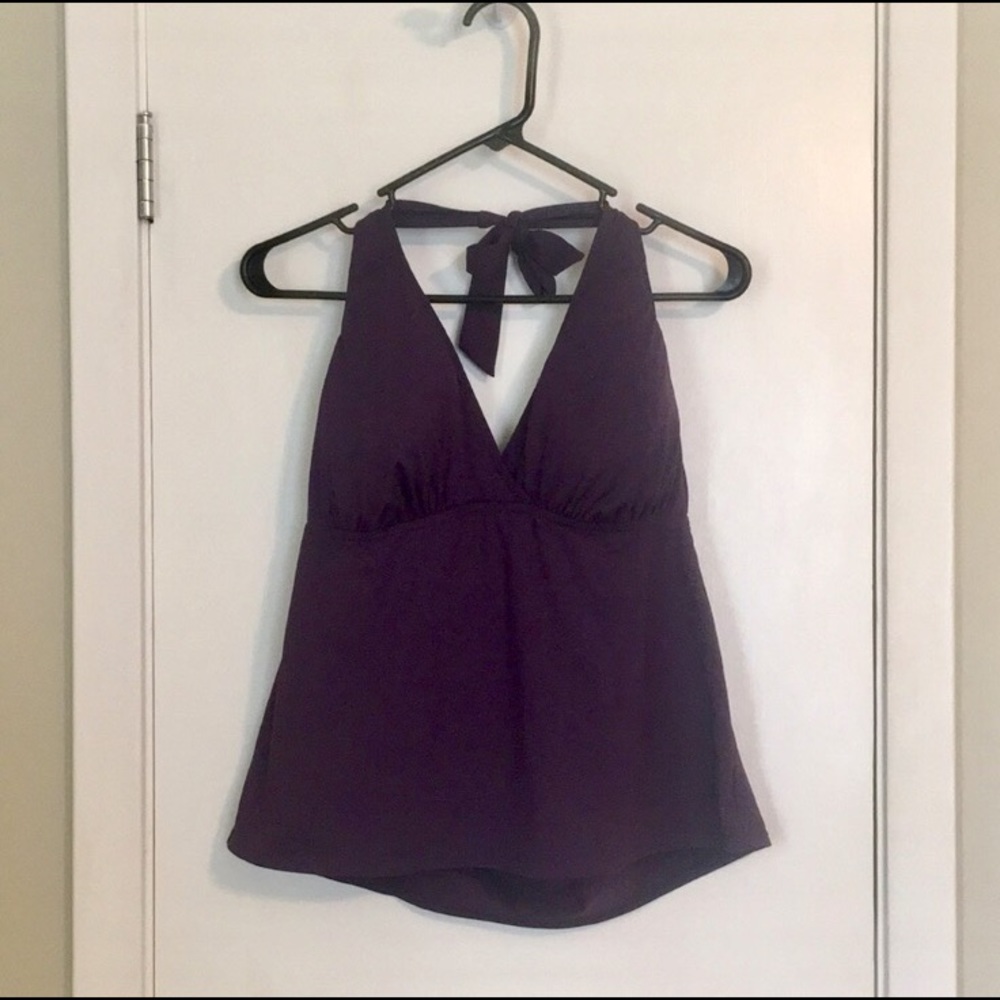 Lands' End Halter Tankini Top- Plum